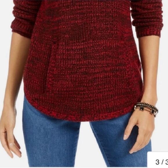 Style & Co Women's Envelope-Neck Sweater Red Size PM Petite M 8-10 - Picture 9 of 9